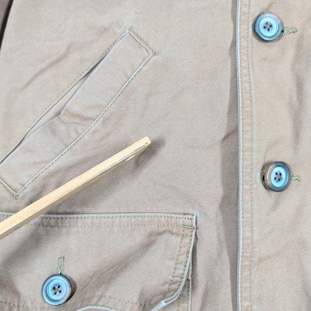Gap Jacket Mens XL Brown Cotton Canvas Barn‎ Leather Collar Quilted Lining - Picture 8 of 13